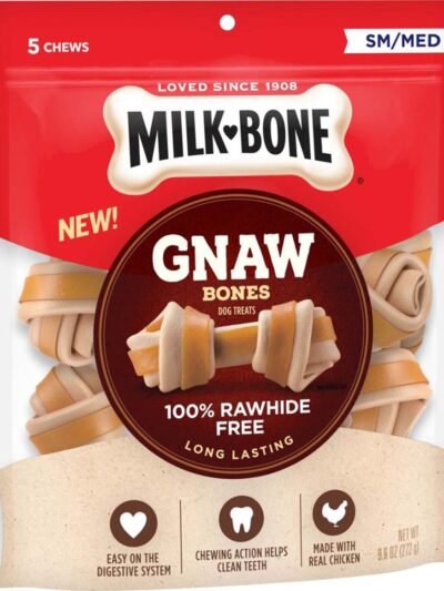 Milk-Bone Gnaw Bones Knotted Bones Dog Treats Chicken 1ea/9.6 oz, 5 ct, SM/MD