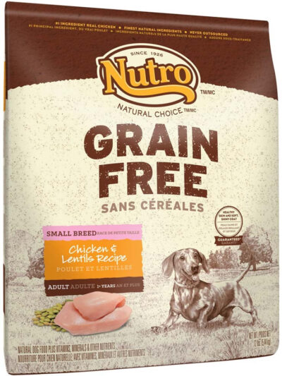 Nutro Grain Free Small Breed Adult Farm-Raised Chicken, Lentils And Sweet Potato Recipe Dry Dog Food 12 Pounds
