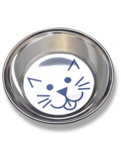 Van Ness Plastics Decorated Stainless Steel Saucer Cat Dish 1ea/8oz.