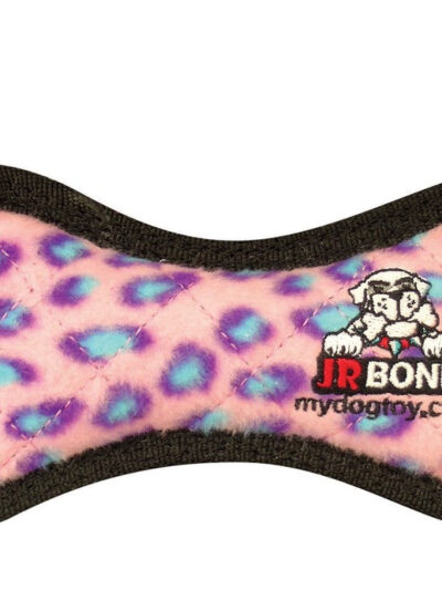 Tuffy Jr Bone Durable Dog Toy Pink Leopard, 1ea/6.2 in