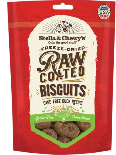 Stella And Chewys Dog Raw Coated Biscuits Duck 9oz.
