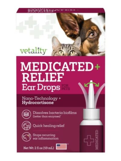 Vetality Medicated Relief Ear Drops For Pets 2oz.