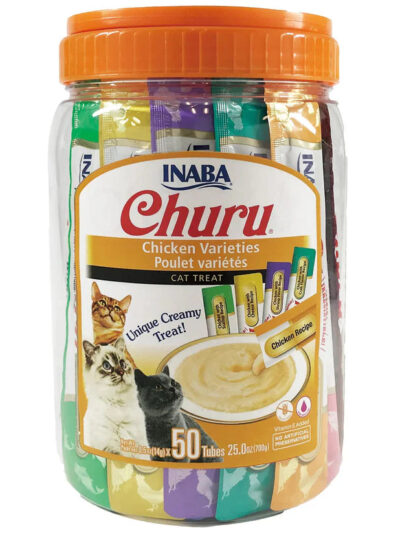 Inaba Churu Puree Cat Treats Variety Pack Chicken .5oz. 50 Pk