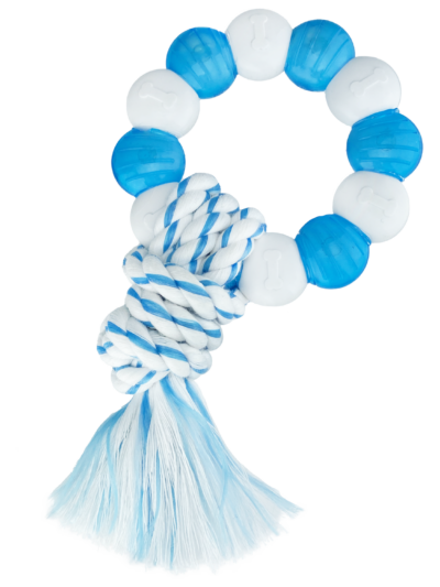 Multipet Canine Clean Small Breeds and Puppies Peppermint Nubby Ring with Rope 6"