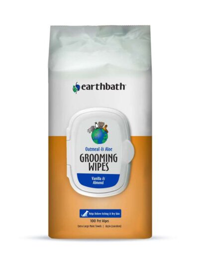 Earthbath Oatmeal & Aloe Grooming Wipes, Vanilla & Almond Soft-Sided Pouch 1ea/100 ct