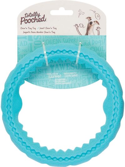 Messy Mutts Totally Dog Chew N Tug Ring Teal
