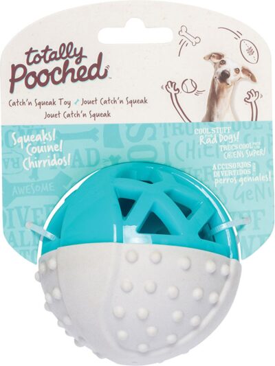 Messy Mutts Totally Dog Catch N Squeak Ball Grey Teal