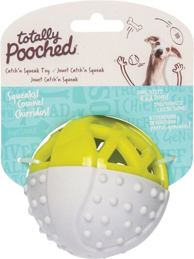 Messy Mutts Totally Dog Catch N Squeak Ball Grey Green
