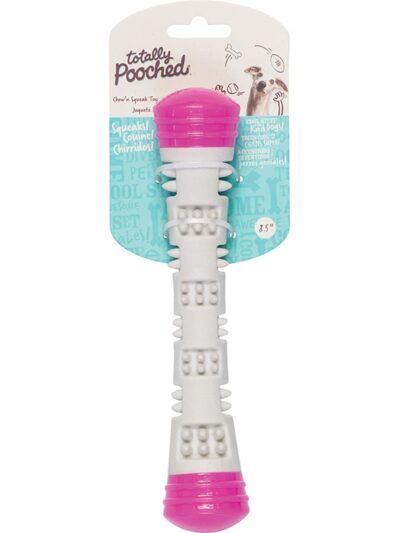 Messy Mutts Totally Dog Chew N Squeak Stick Grey Pink Small