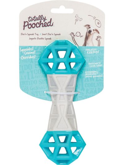 Messy Mutts Totally Dog Flex N Squeak Toy Grey Teal