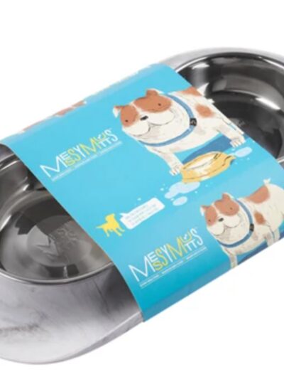 Messy Mutts Dog Double Feeder Marble 3 Cup