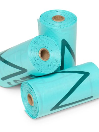 Messy Mutts Dog Advanced Biorecycle Poop Bag Teal 24 Pack Individual Refill Rolls
