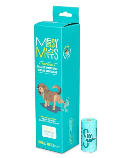 Messy Mutts Dog Advanced Biorecycle Poop Bag Teal 16 Rolls 240 Count
