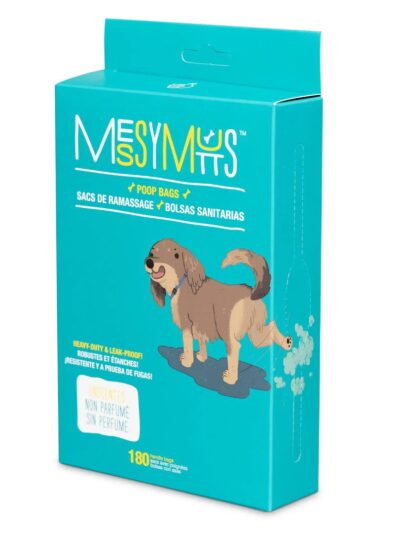Messy Mutts Dog Advanced Biorecycle Poop Bag Teal Tie Up Handle Teal 180Ct