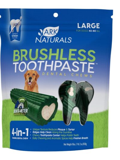 Ark Naturals Breath-Less Brushless Toothpaste Large Dog Chews, 18-oz. Bag