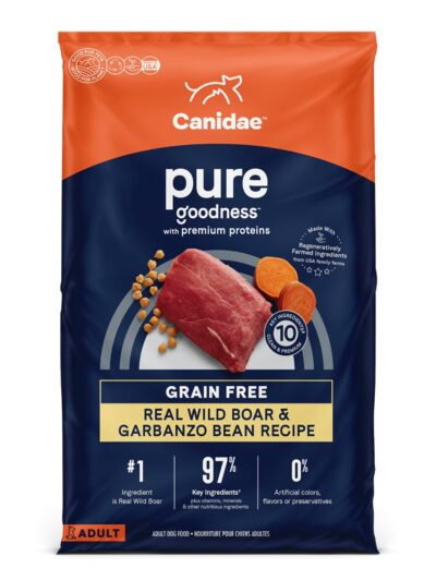 CANIDAE PURE Farm To Bowl GrainFree LID Dry Dog Food Wild Boar Garbanzo Bean, 1ea/22 lb