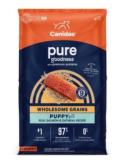 CANIDAE PURE Farm To Bowl w/Wholesome Grains Dry Puppy Food Salmon Oatmeal, 1ea/4 lb