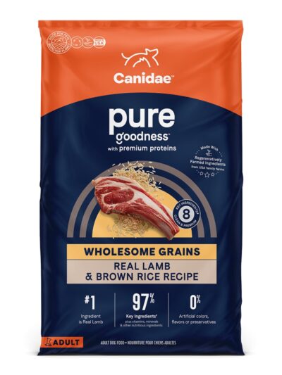 CANIDAE PURE Farm To Bowl  w/Wholesome Grains Dry Dog Food Lamb  Brown Rice, 1ea/22 lb