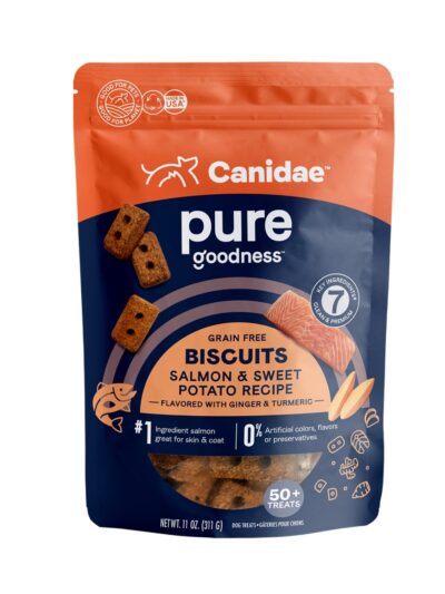 CANIDAE PURE Goodness GrainFree Biscuit Dog Treats Salmon  Sweet Potato, 1ea/11 oz