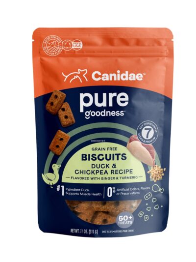 CANIDAE PURE Goodness GrainFree Biscuit Dog Treats Duck  Chickpeas, 1ea/11 oz
