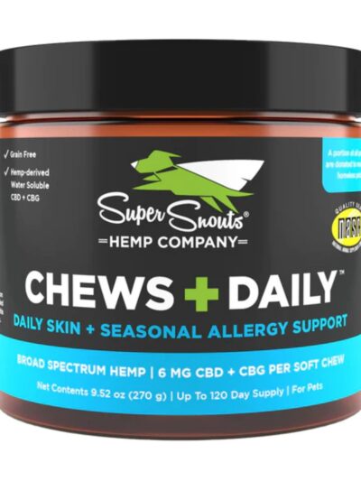 Super Snouts Dog Chews+Daily Therapeutic Skin Coat Allergy Cbg 6Mg Per Chew 60Ct