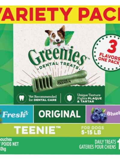 Greenies 3Flavor Variety Pack Dog Dental Treat Teenie, 1ea/36 oz, 129 ct