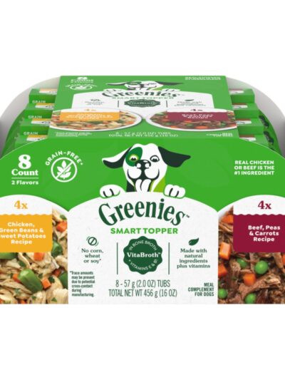 Greenies Smart Topper GrainFree Meal Compliment for Dogs Variety Pack Chicken  Beef, 2ea/2 oz, 8 pk