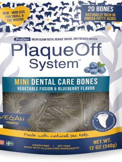 Proden System Mini Dental Care Bones Vegetable Fusion And Blueberry Flavor Dog Treats; 12oz.