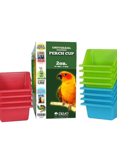 A & E Cages Universal Food and Water Cups Display 12ea/2 oz, 12 ct