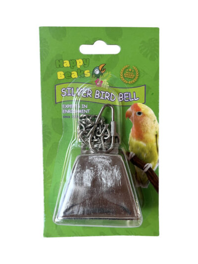 A & E Cages Happy Beaks Silver Bird Bell on Chain Bird Toy 1ea/LG
