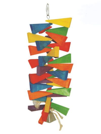A and E Cages Happy Beaks Wooden Wedges w- Bell Bird Toy LG