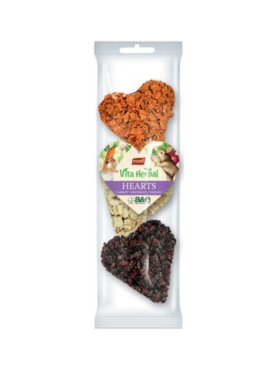 A & E Cages Vitapol Vita Herbal Hearts Small Animal Treats Carrot, Beetroot & Parsnip, 1ea/3 pk
