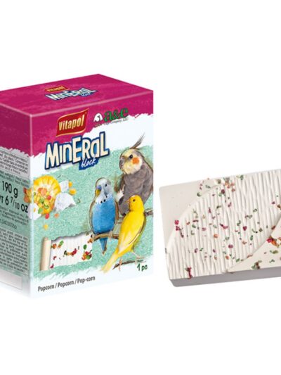 A & E Cages Vitapol Infused Mineral Block for Birds Popcorn, 1ea/190 g (Pack of 3)