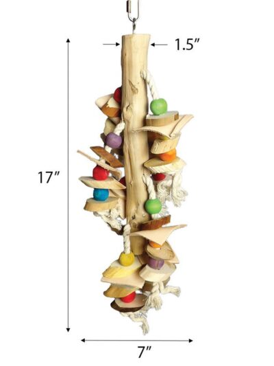 A and E Cages Happy Beaks Real Wood with Hanging Wood Cylinders Bird Toy 7in x 7in x 17in
