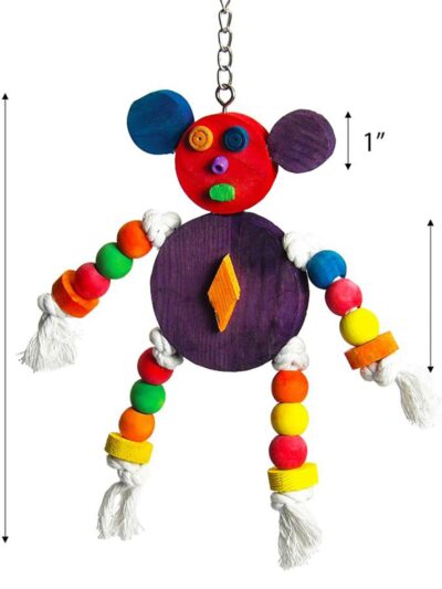 A and E Cages Happy Beaks The Crazy Wooden Mouse Bird Toy 10in x 1in x 10in