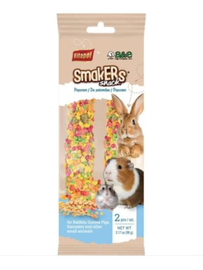 A E Cages Vitapol Smakers Small Animal Treat Stick Popcorn, 6ea/2 pk