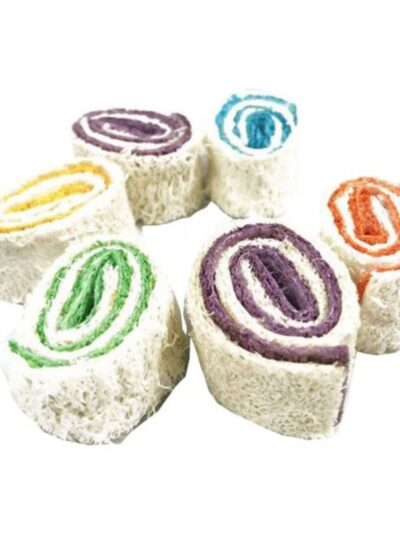 A & E Nibbles-Loofah-Roll-Ups-Chew-Toy-Assorted