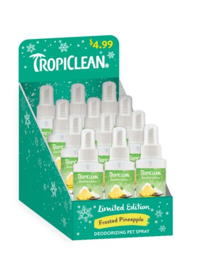 TropiClean Limited Edition Deodorizing Pet Spray Counter Display Frosted Pineapple, 12Pc (2 displays)