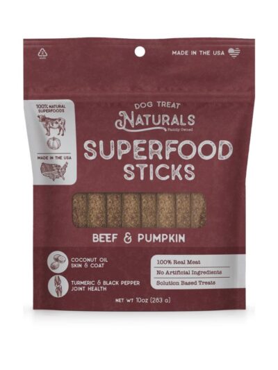 Dog Treat Naturals Dog Superfood Sticks Beef & Pumpkin 10Oz