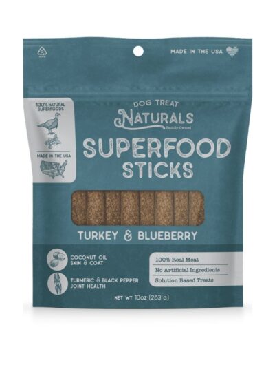 Dog Treat Naturals Dog Superfood Sticks Turkey & Blueberry 10Oz