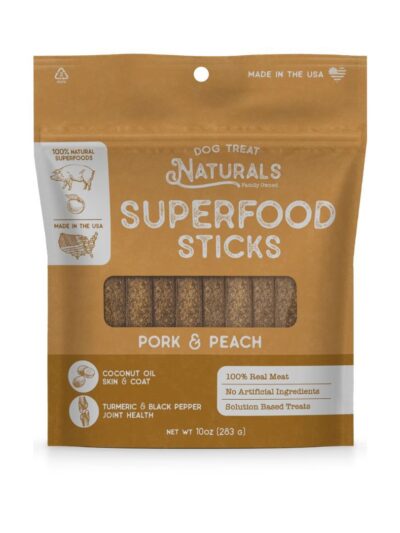 Dog Treat Naturals Dog Superfood Sticks Pork & Peach 10Oz