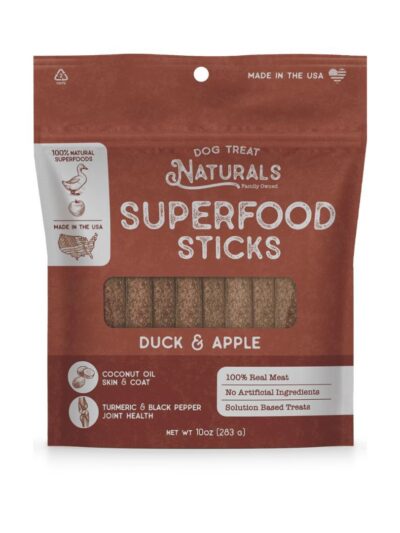 Dog Treat Naturals Dog Superfood Sticks Duck & Apple 10Oz