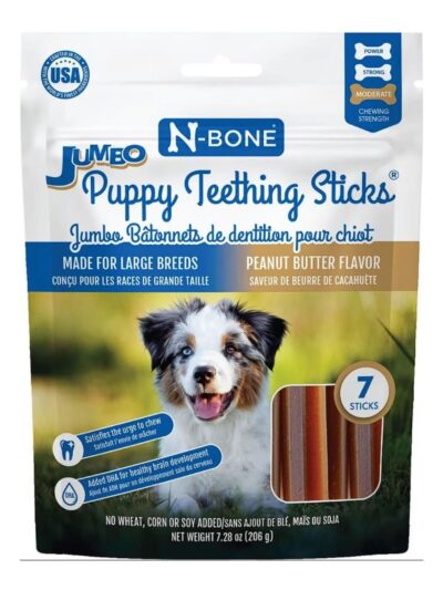 N-Bone Dog Teething Stick Puppy Jumbo Peanut Butter 7 Pack