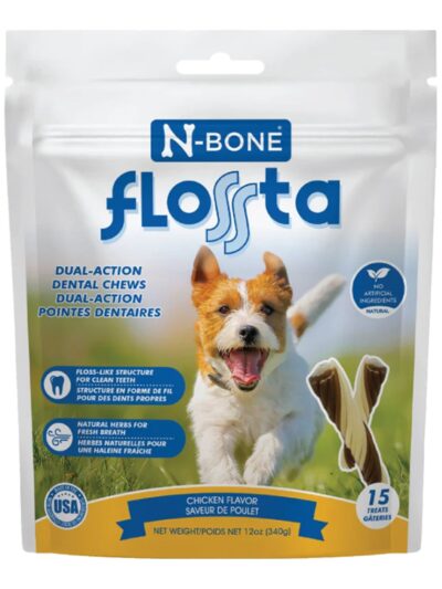 N-Bone Dog Flossta Dental Chews Chicken 15 Pack 12oz.