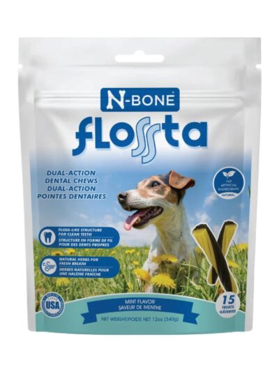 N-Bone Dog Flossta Dental Chews Mint 15 Pack 12oz.