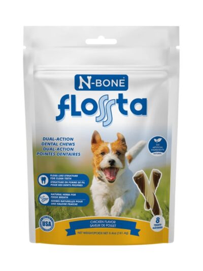 N-Bone Dog Flossta Dental Chews Chicken 8 Pack 6.4oz.