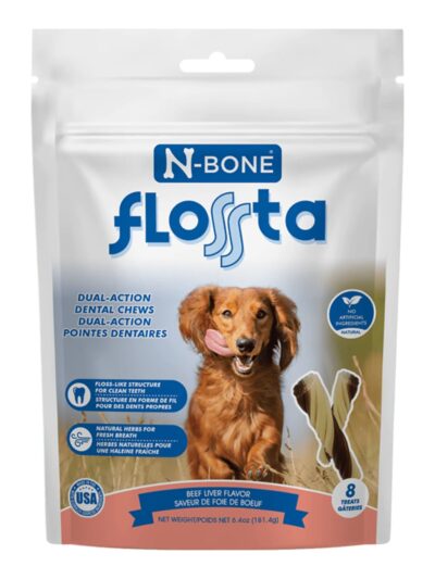 N-Bone Dog Flossta Dental Chews Beef 8 Pack 6.4oz.
