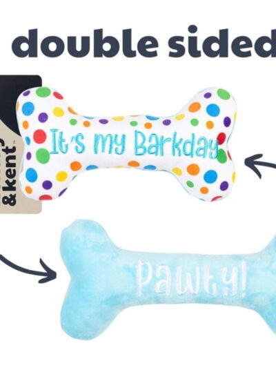 H&K Power Plush Dog It'S My Barkday Bone Small Squeak Crinkle