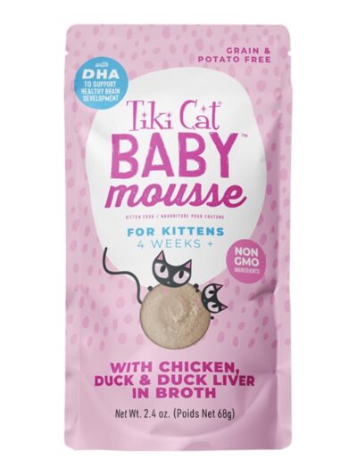 Tiki Pet Cat Mousse Kitten Chicken, Duck, Duck Liver 2.4oz. (Case of 12)