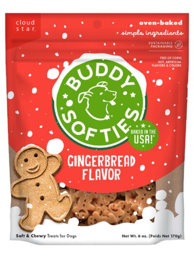 Cloud Star Dog Buddy Biscuits Chewy Treats Gingerbread 6oz.